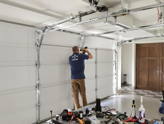 Cleveland Garage Door Repair certified technician performing precision garage door repair in Cleveland