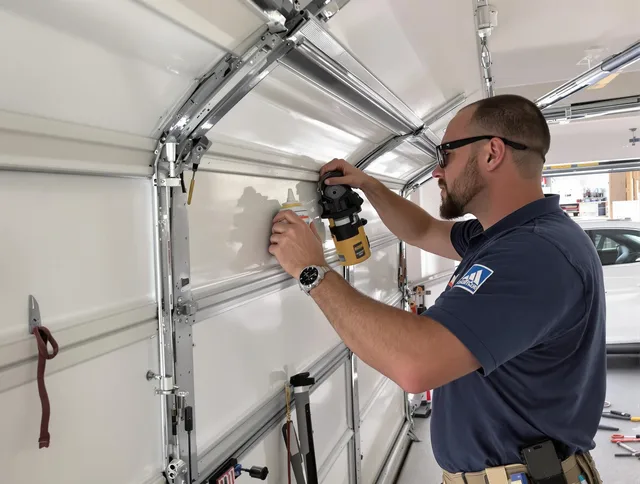 Cleveland Garage Door Repair technician quieting a noisy garage door in Cleveland