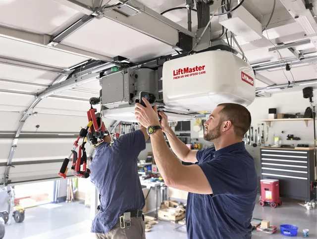 Cleveland Garage Door Repair technician performing advanced diagnostics on garage opener in Cleveland