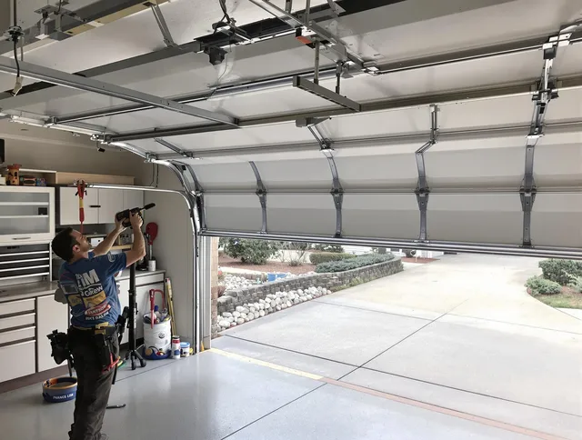 Garage door track repair service by Cleveland Garage Door Repair in Cleveland